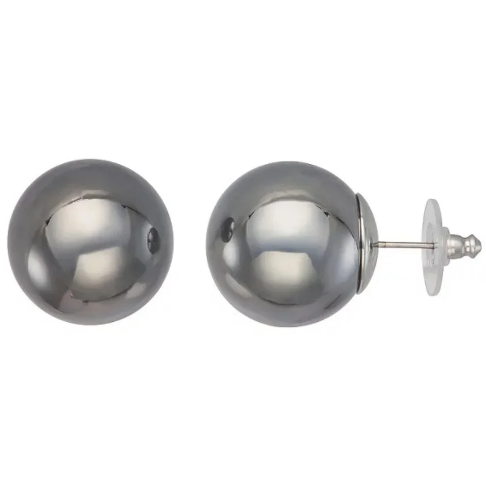 VERA WANG Mod/Contemporary Oversized Gunmetal Ball Statement Stud Earrings**NEW! - Picture 1 of 2